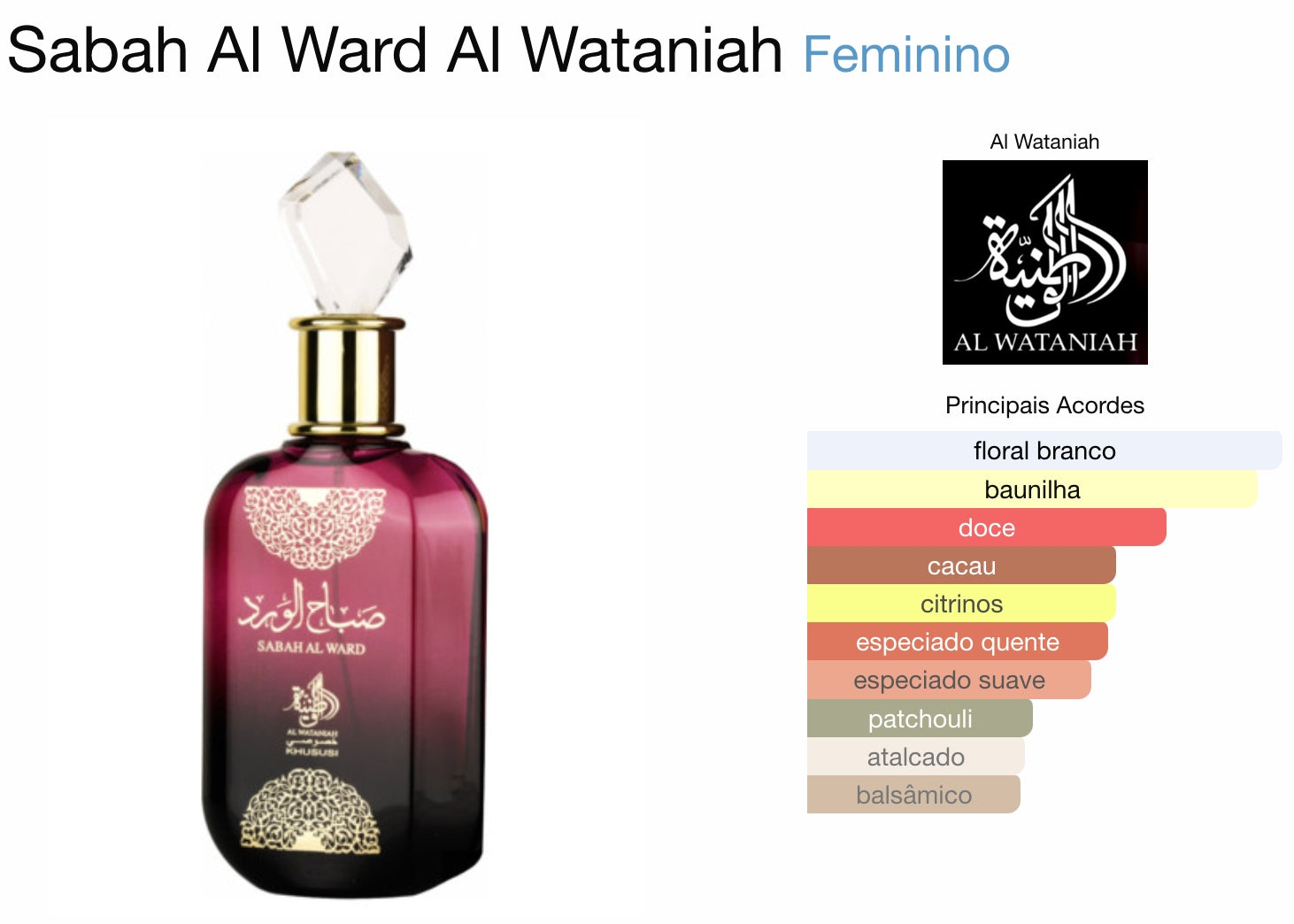 Perfume Feminino Sabah Al Ward Al Wataniah Eau de Parfum - 100ml